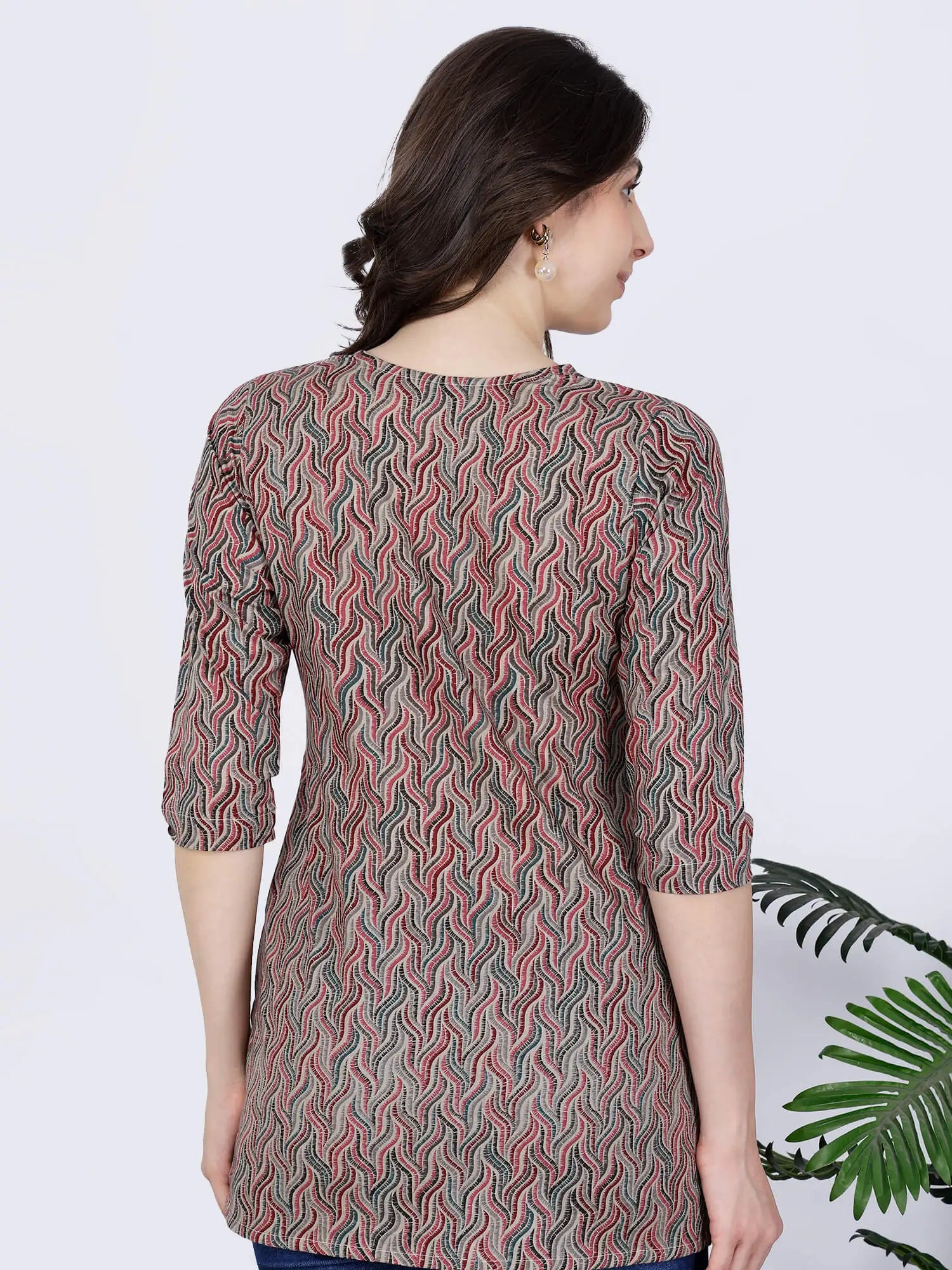 Rabric Short Kurti Back View – Elegant Cotton Printed Kurti