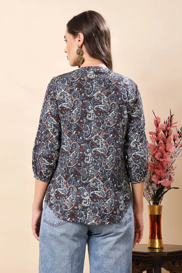 Back view of Rabric premium short top for casual and office wear