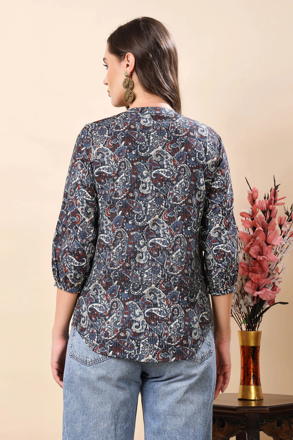 Back view of Rabric premium short top for casual and office wear