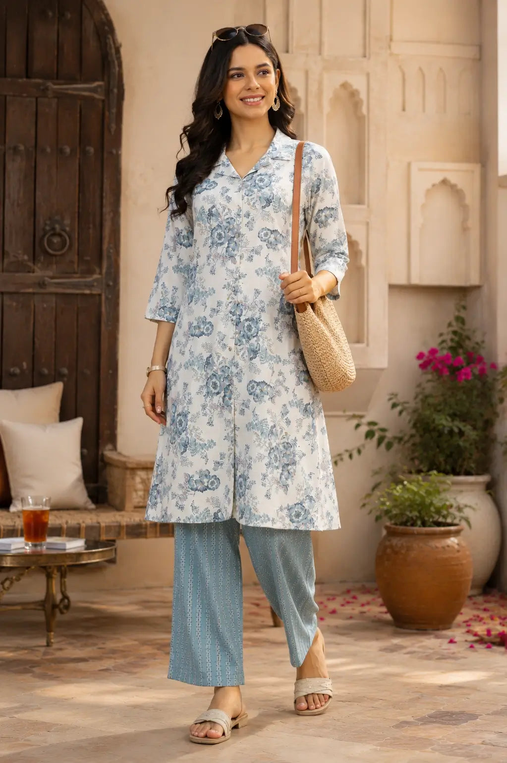 RABRIC casual floral cotton co-ord set for women styled for summer daily wear and travel fashion