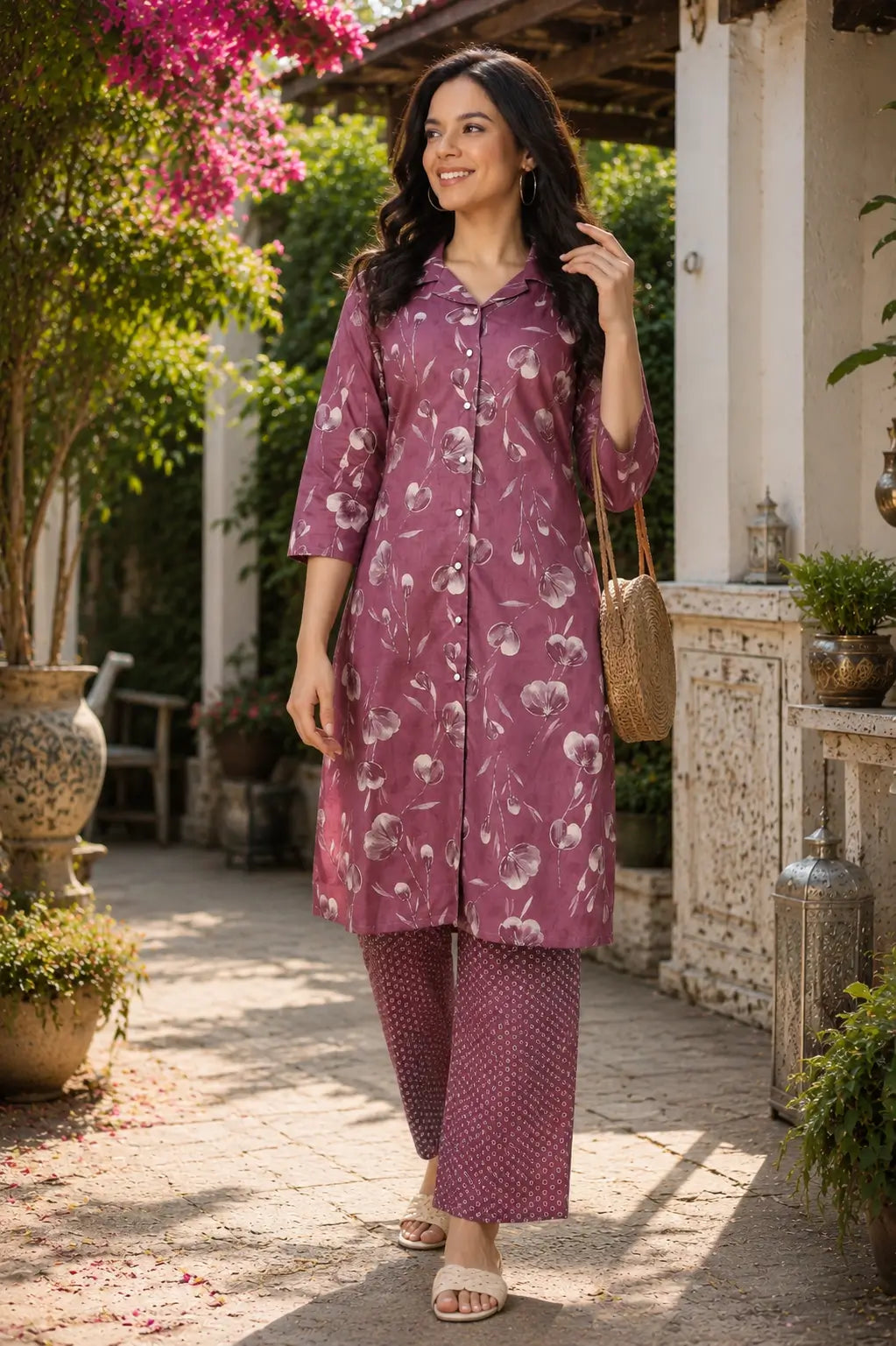 Comfortable summer wear cotton kurta pant set for women from RABRIC