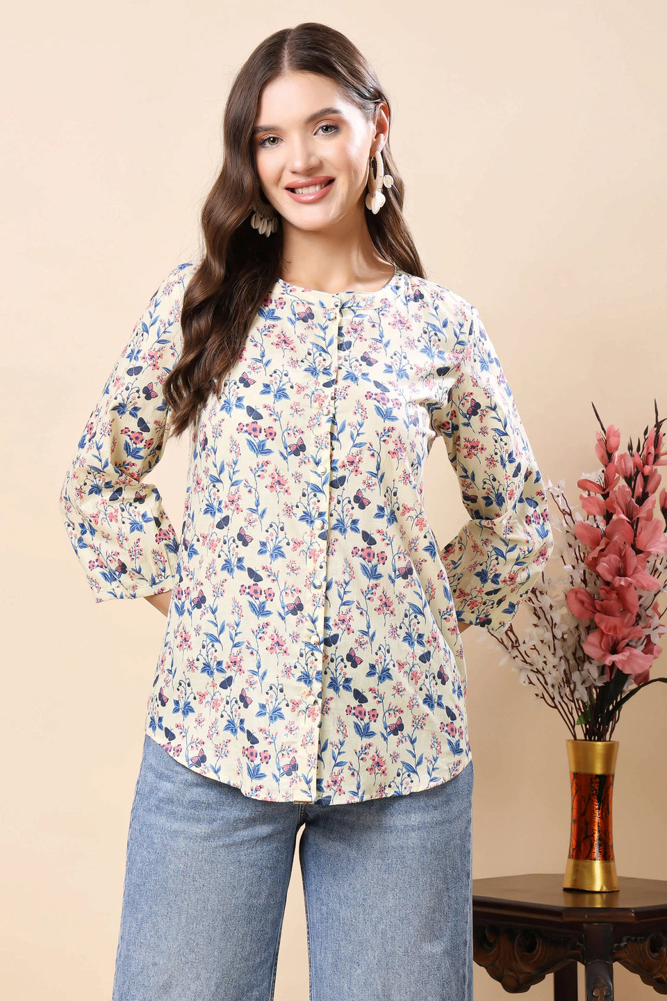 Stylish women’s floral printed shirt top – Rabric fashion