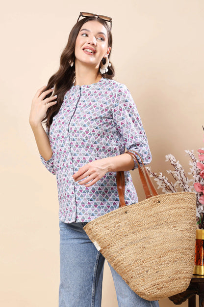 Rabric casual cotton short top shirt for everyday fashion