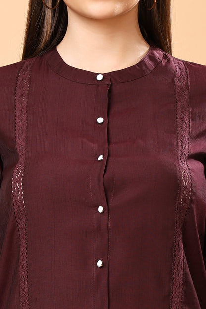 Close-up view of lace detailing on top