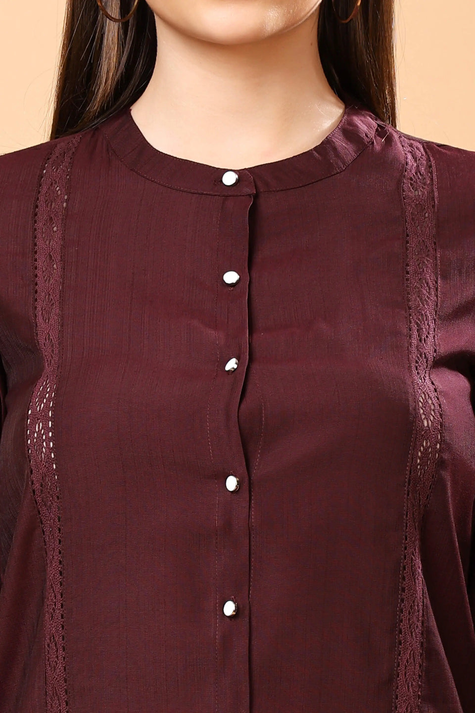 Close-up view of lace detailing on top