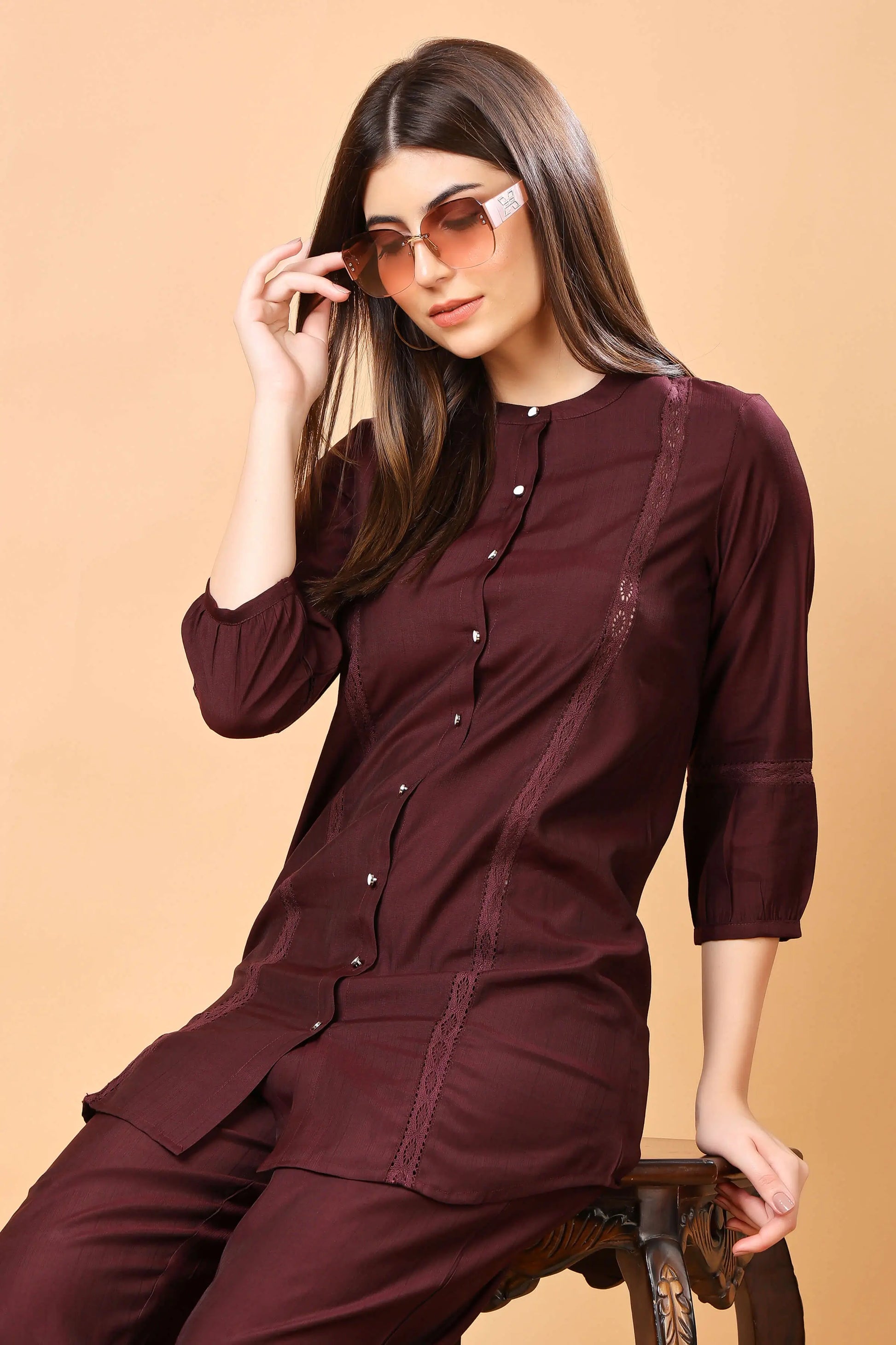 Vertican fabric texture of premium co-ord set