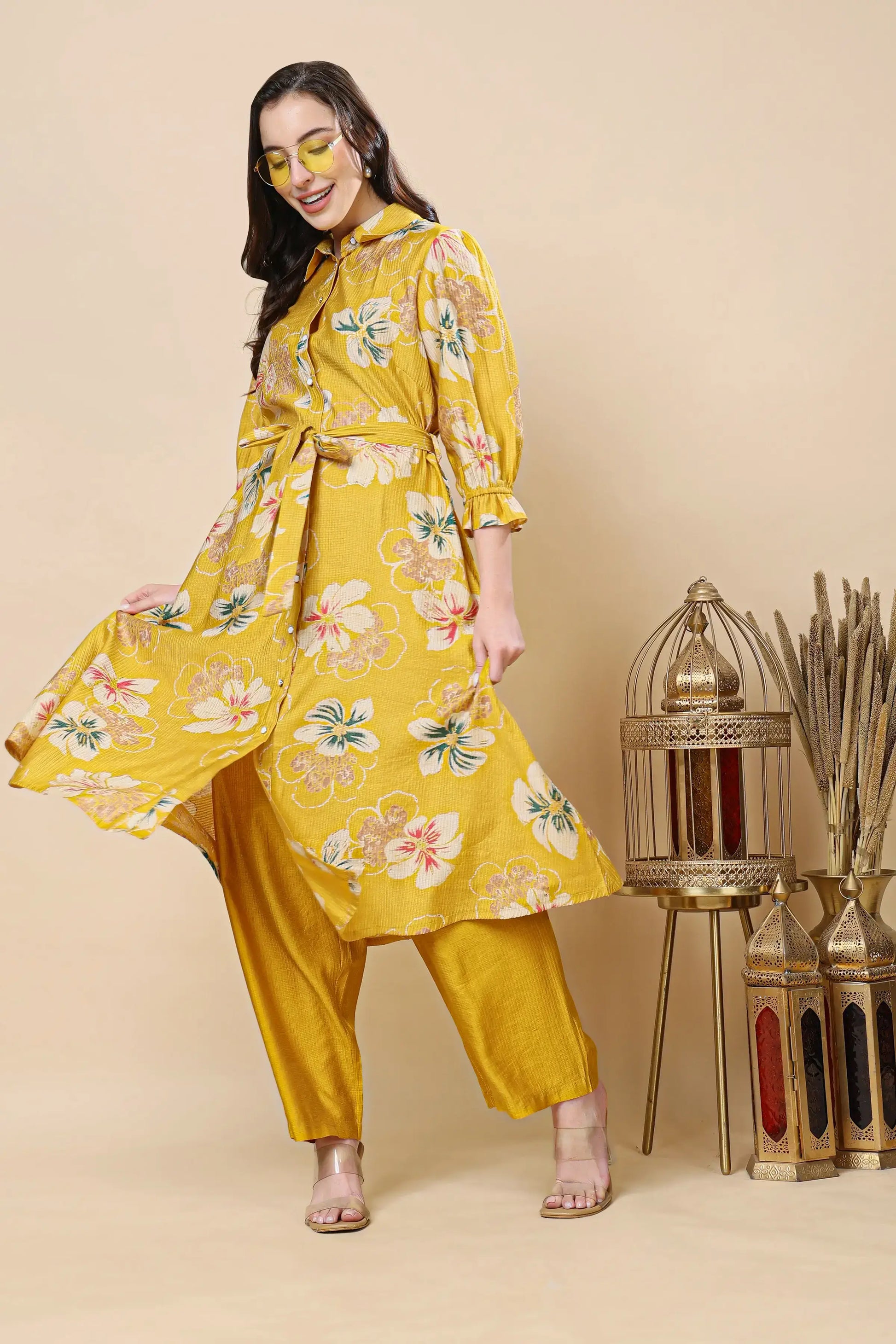 Collar neck kurta co-ord set