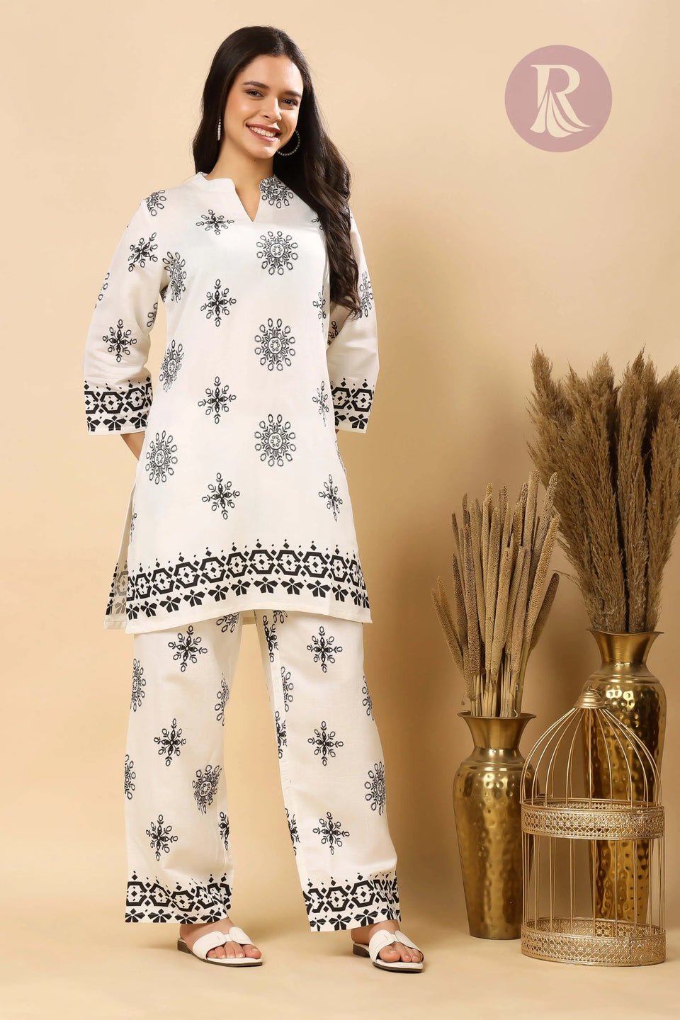 Styled look of ethnic printed co-ord set for women by Rabric