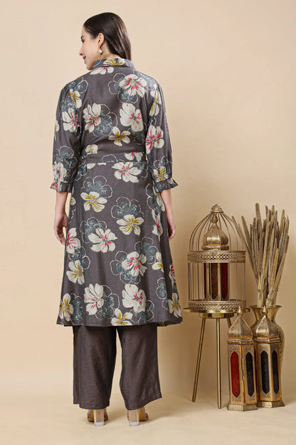 Back view of women’s A-line kurta palazzo co-ord set