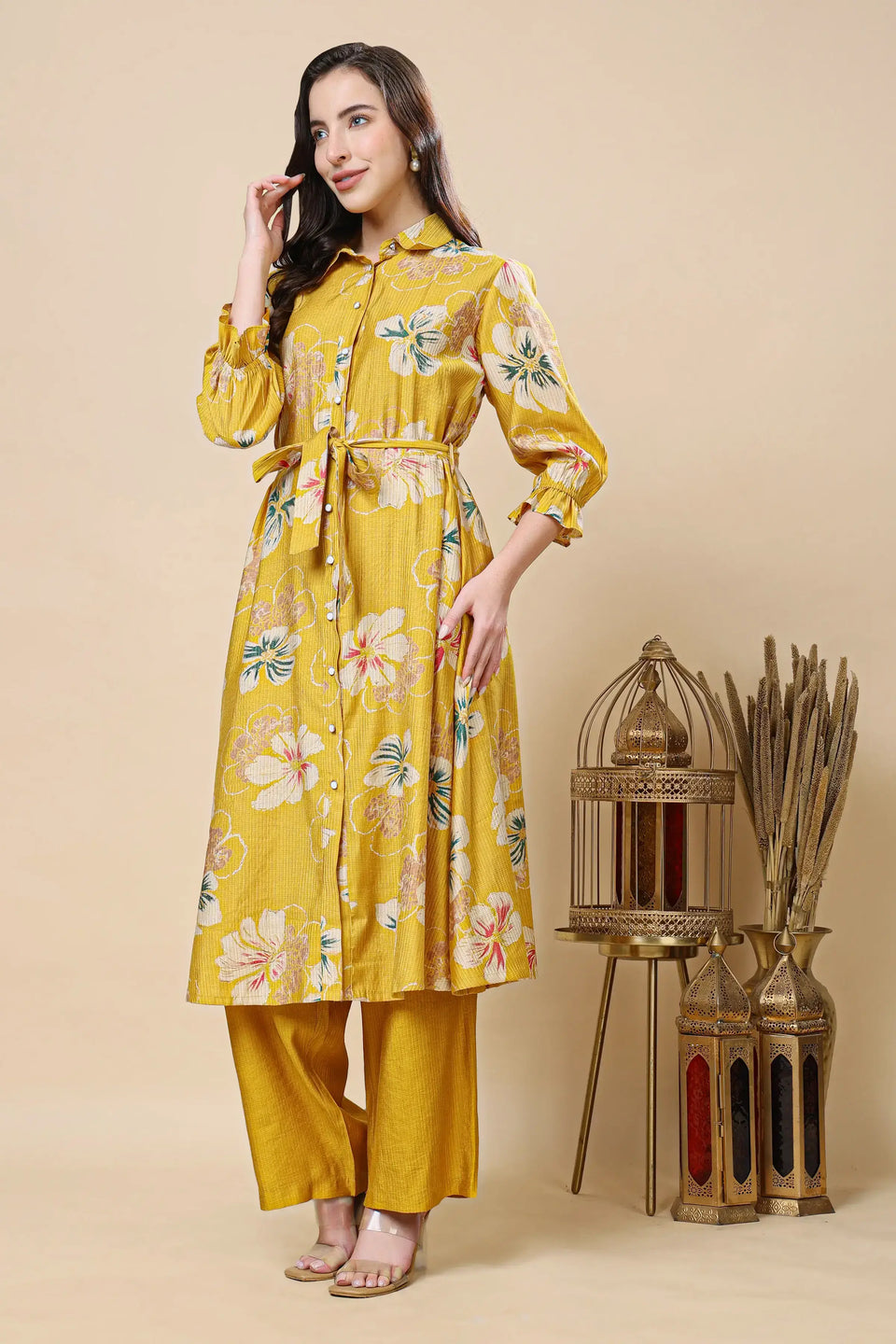 Women A-line kurta palazzo co-ord set