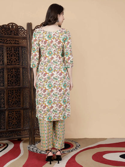 Rabric Floral Kurti Set – Back View
