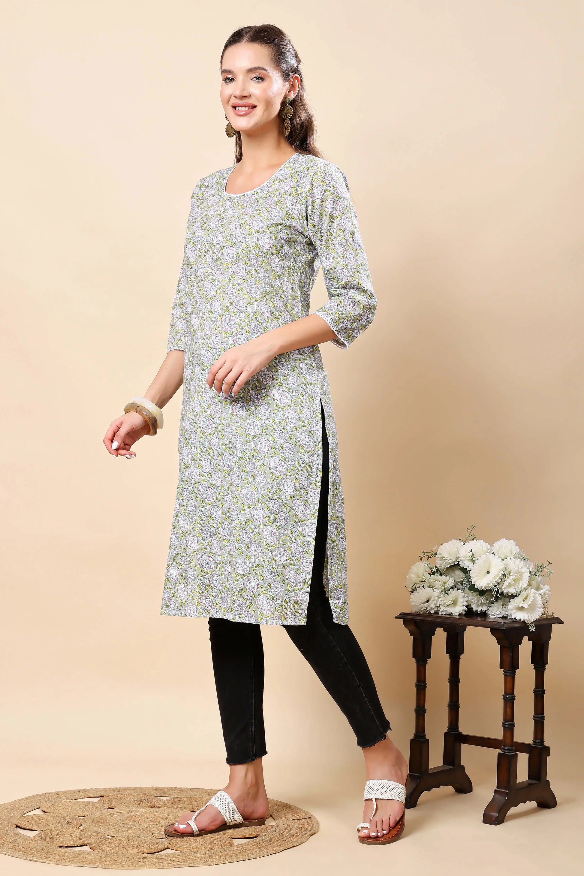 3/4 Sleeve Design of Rabric Cotton Kurti