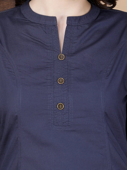 Thread Work and Brass Button Detailing on Rabric Kurti