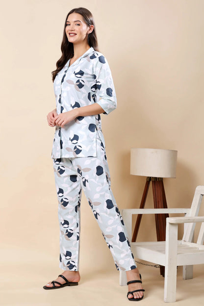 Women’s Green Floral Printed Loungewear Side View – Rabric