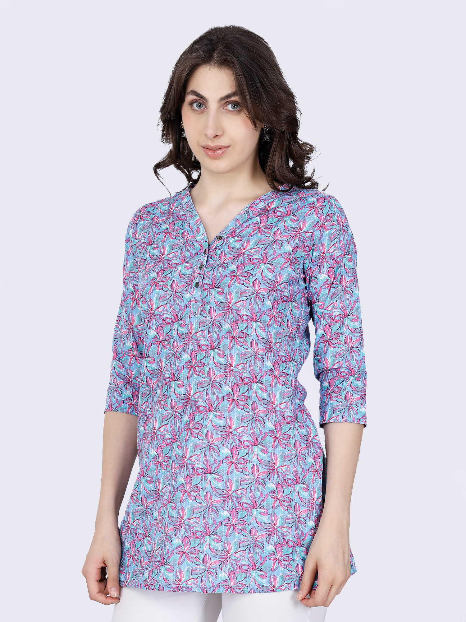 Side View of Rabric Premium Cotton Short Kurti for Daily Wear