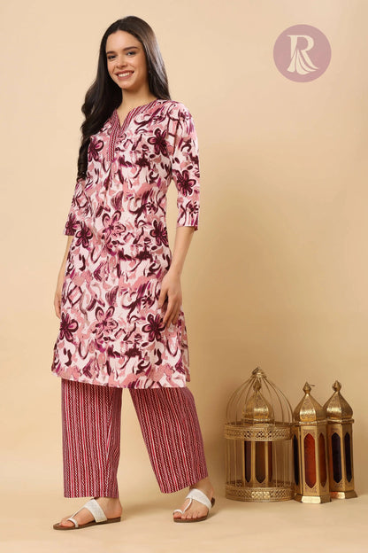 Soft and breathable cotton slub fabric texture used in Rabric women’s kurta pant set