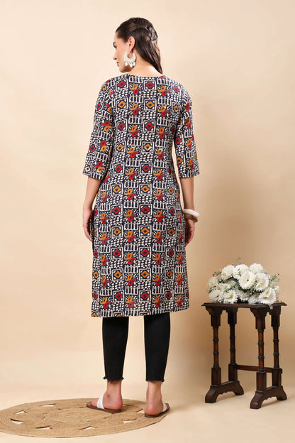 Comfortable ethnic cotton kurti for office wear in geometric print