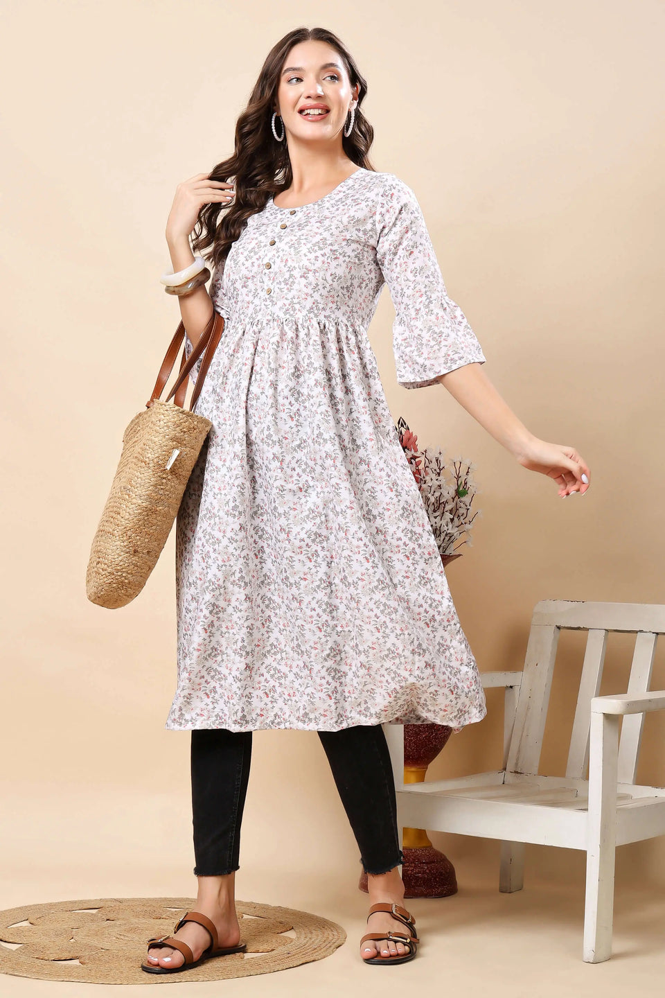 styled Look - Rabric Floral Crepe Kurti for Women