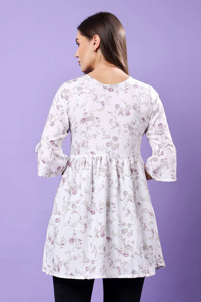 Premium Crepe Floral Kurti Back View by Rabric