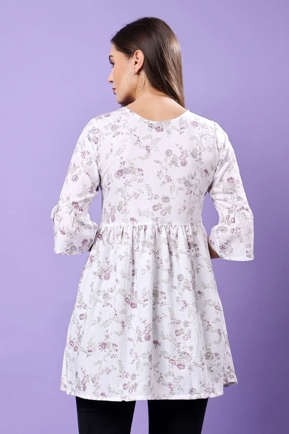 Premium Crepe Floral Kurti Back View by Rabric