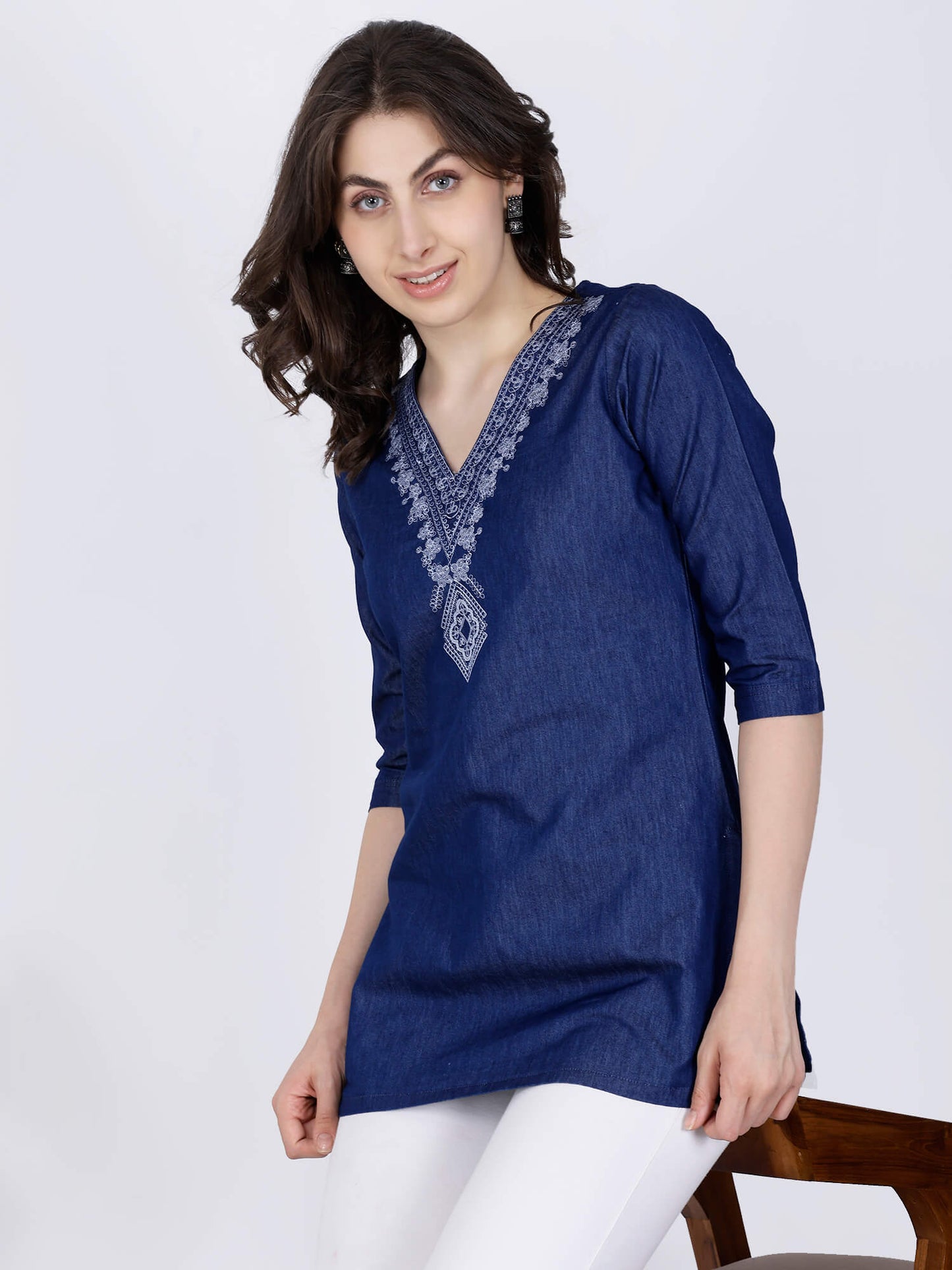 Casual Denim Short Kurta for Office and College Wear