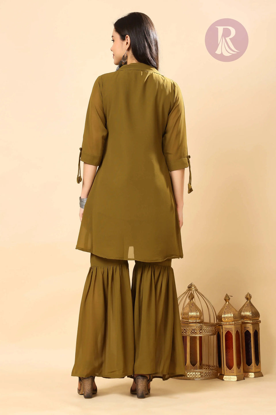 Designer sleeve sharara kurti for daily wear