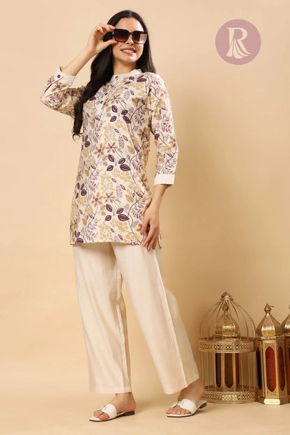 Elegant office wear floral co-ord set for women in vertical silk fabric – Rabric