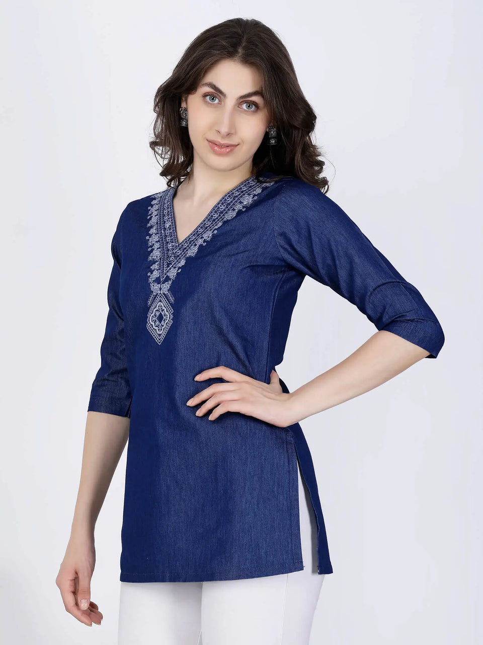 Side View of Stylish Denim Kurti for Women