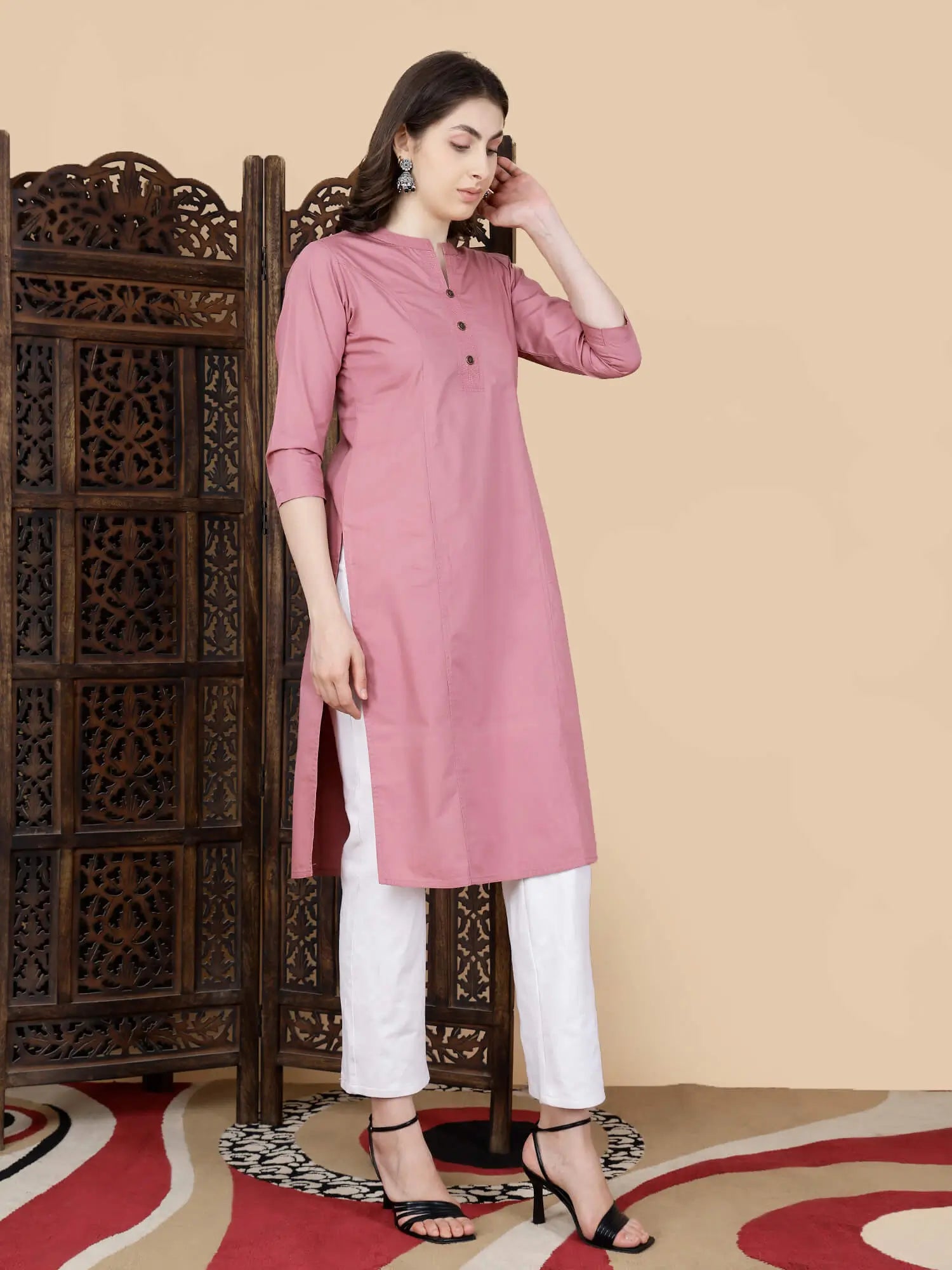 Side View of Premium Long Kurti for Women – Rabric Brand