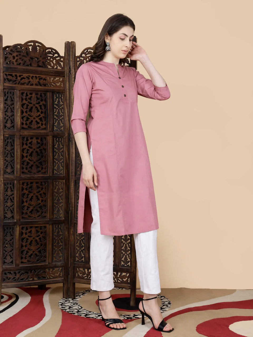 Side View of Premium Long Kurti for Women – Rabric Brand