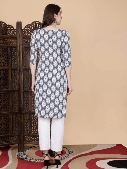 Back View of Rabric Premium Rayon Kurti Set