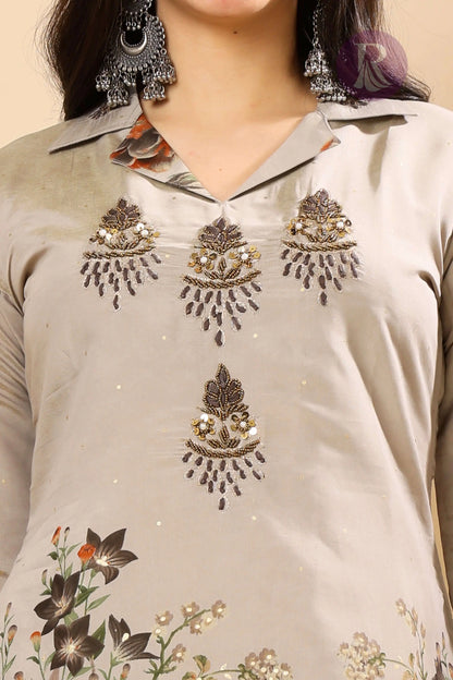 Elegant Party Wear Kurti Set with Embroidered Neckline by Rabric