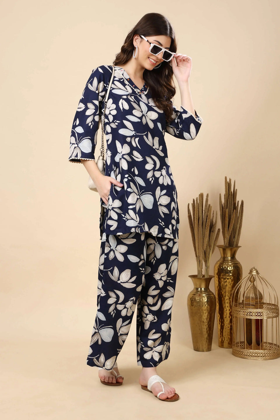 Soft and Breathable Cotton Slub Fabric with Floral Print – Rabric Co-ord Set