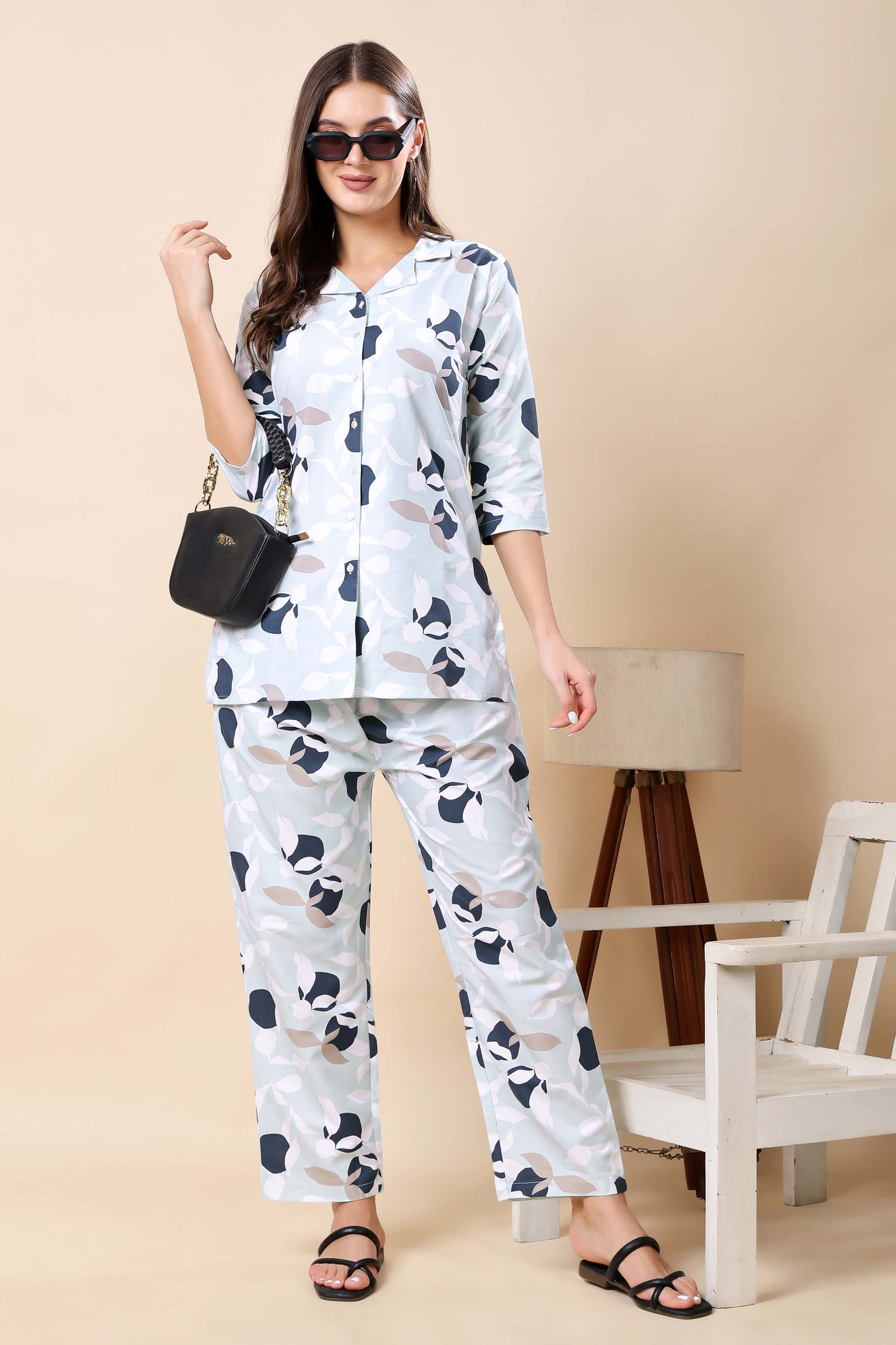 Full Look of Rabric Premium Green Floral Co-ord Set
