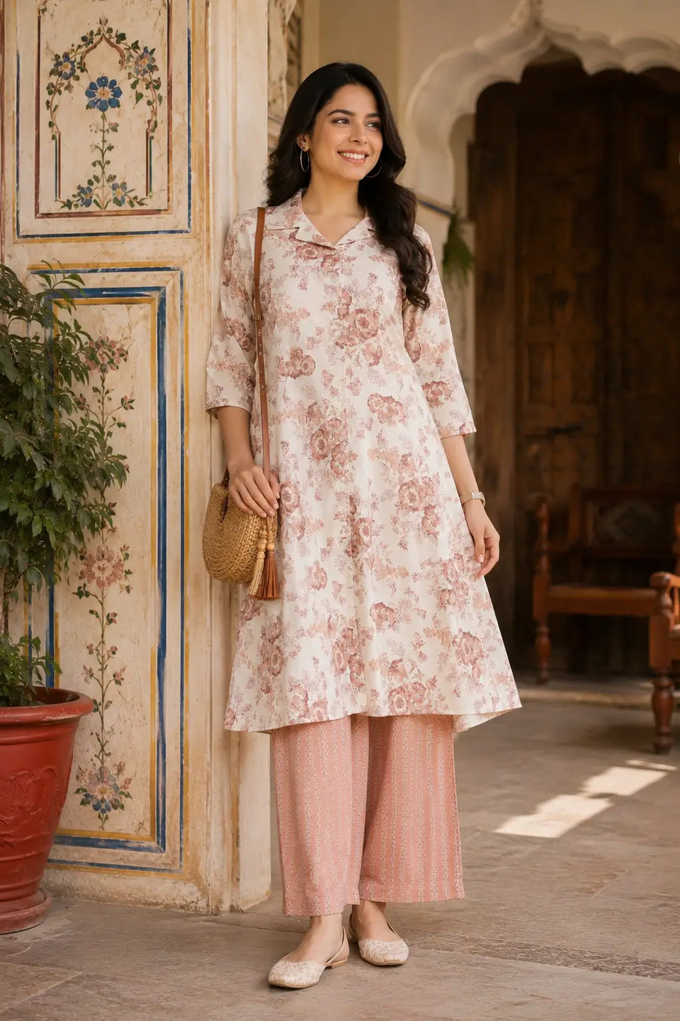 RABRIC floral cotton kurta set for women styled for casual summer ethnic wear and everyday comfort