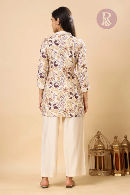 Floral printed vertical silk kurta for women from Rabric – breathable ethnic co-ord set