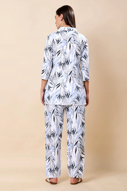 Collar and Button Detail of Rabric Glace Cotton Co-ord Set