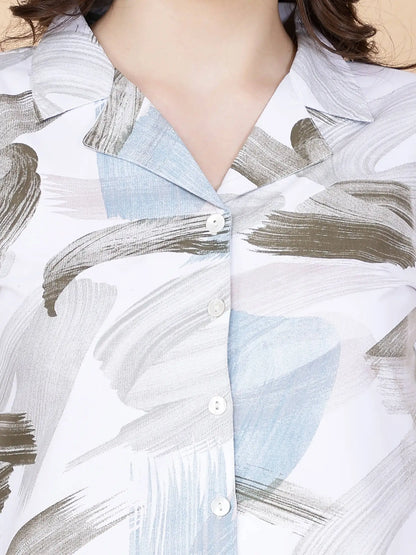 Premium glace cotton nightwear co-ord set for ladies