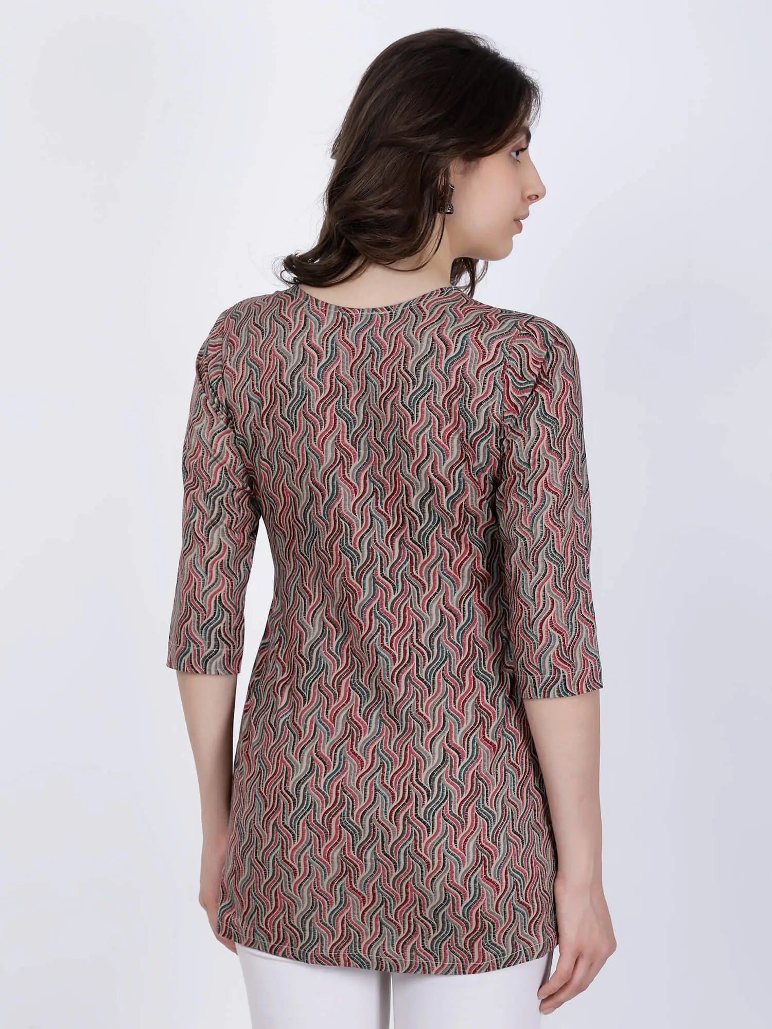 Rabric Grey & Red Short Kurti – Back Design