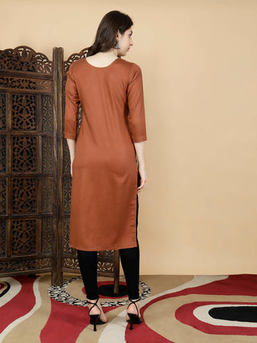 Back View of Rabric Premium Tencel Long Kurti for Women