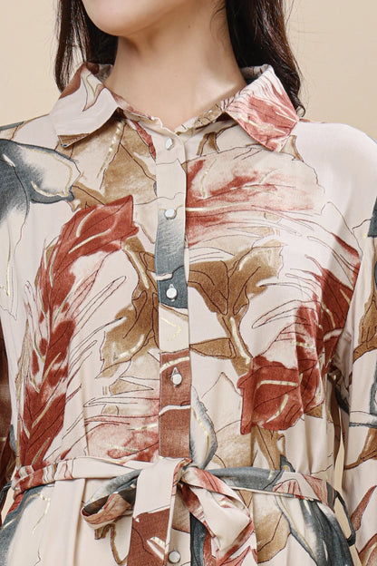 Adjustable waist tie A-line kurti dress