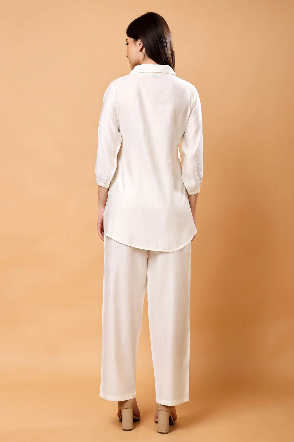 Back view of Rabric Elegant White Co-ord Set