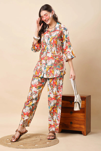 Lifestyle image of Rabric designer muslin co-ord set for women