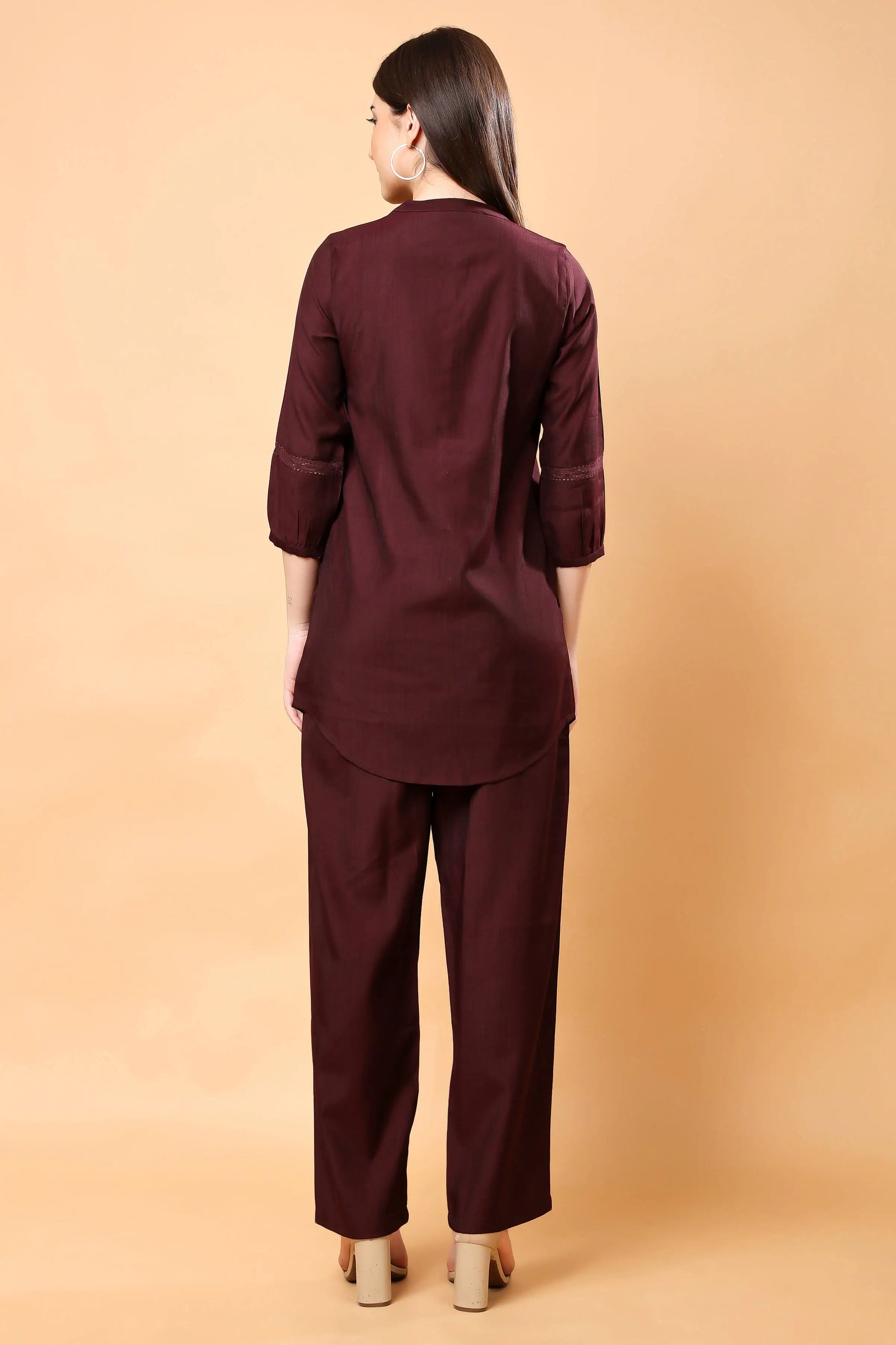 Back view of premium Vertican fabric co-ord set