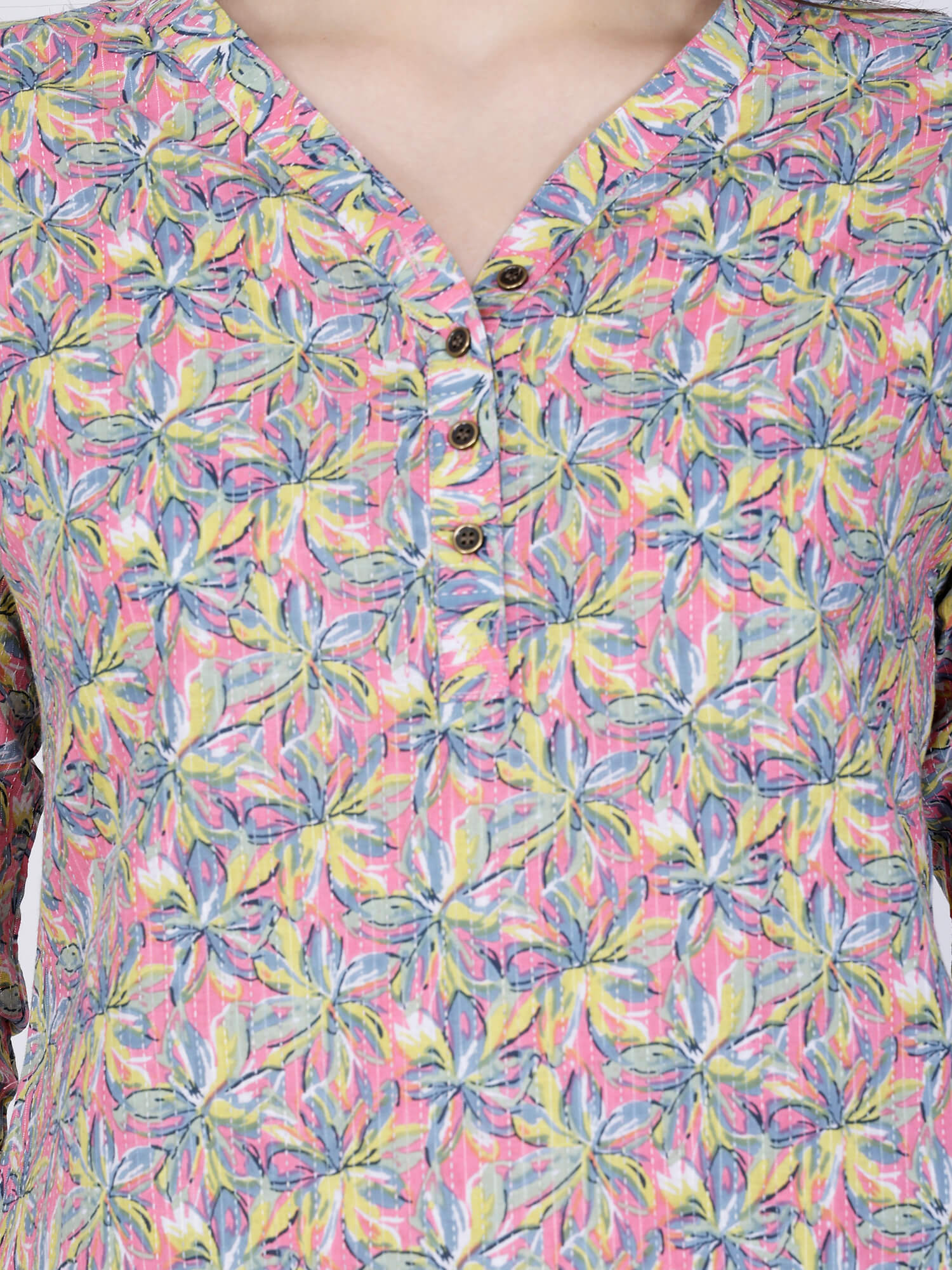Multicolor Floral Print Cotton Short Kurti by Rabric