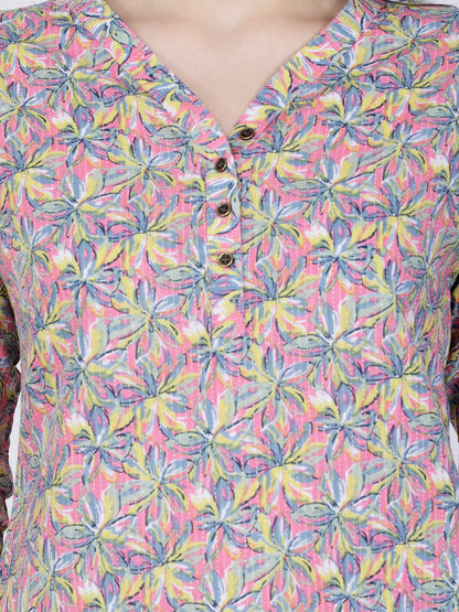 Multicolor Floral Print Cotton Short Kurti by Rabric