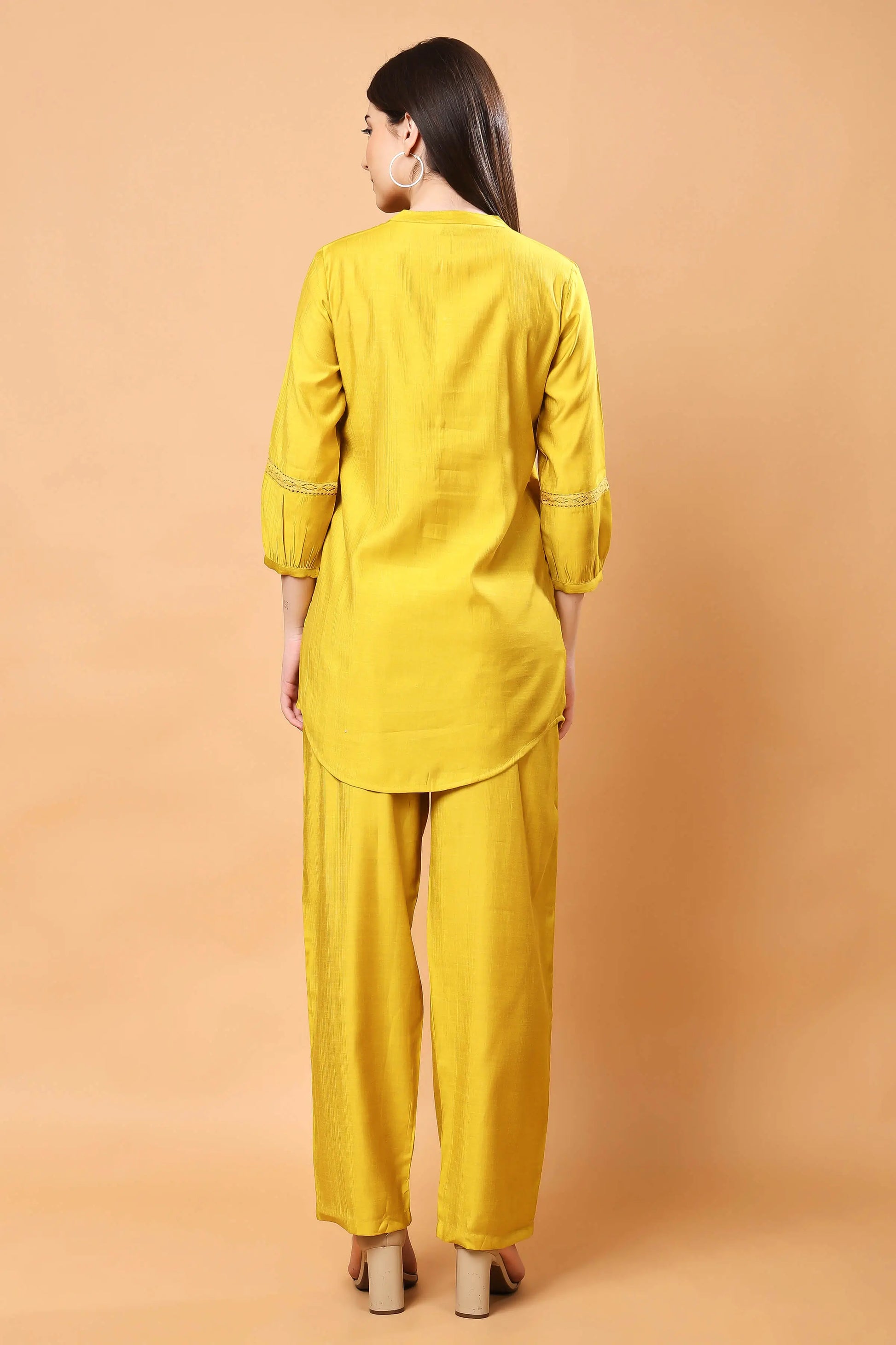 Mustard Yellow Co-ord Set Back View by Rabric