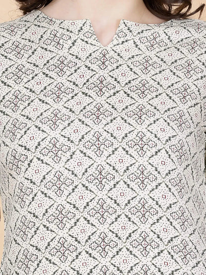 Close-up of geometric print design on Rabric Rayon Co-ord Set