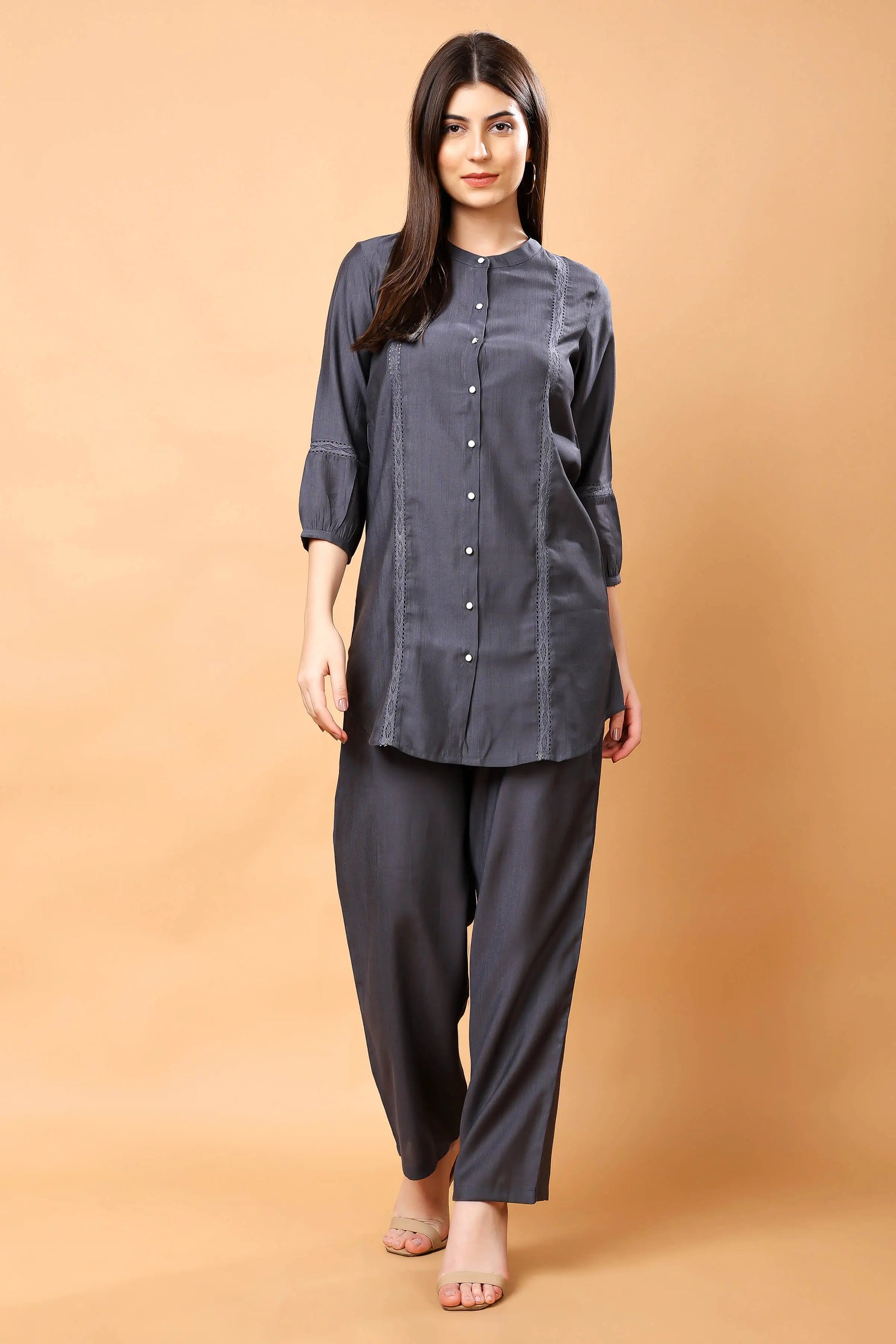 Rabric Premium Charcoal Grey Women’s Co-ord Set Front View