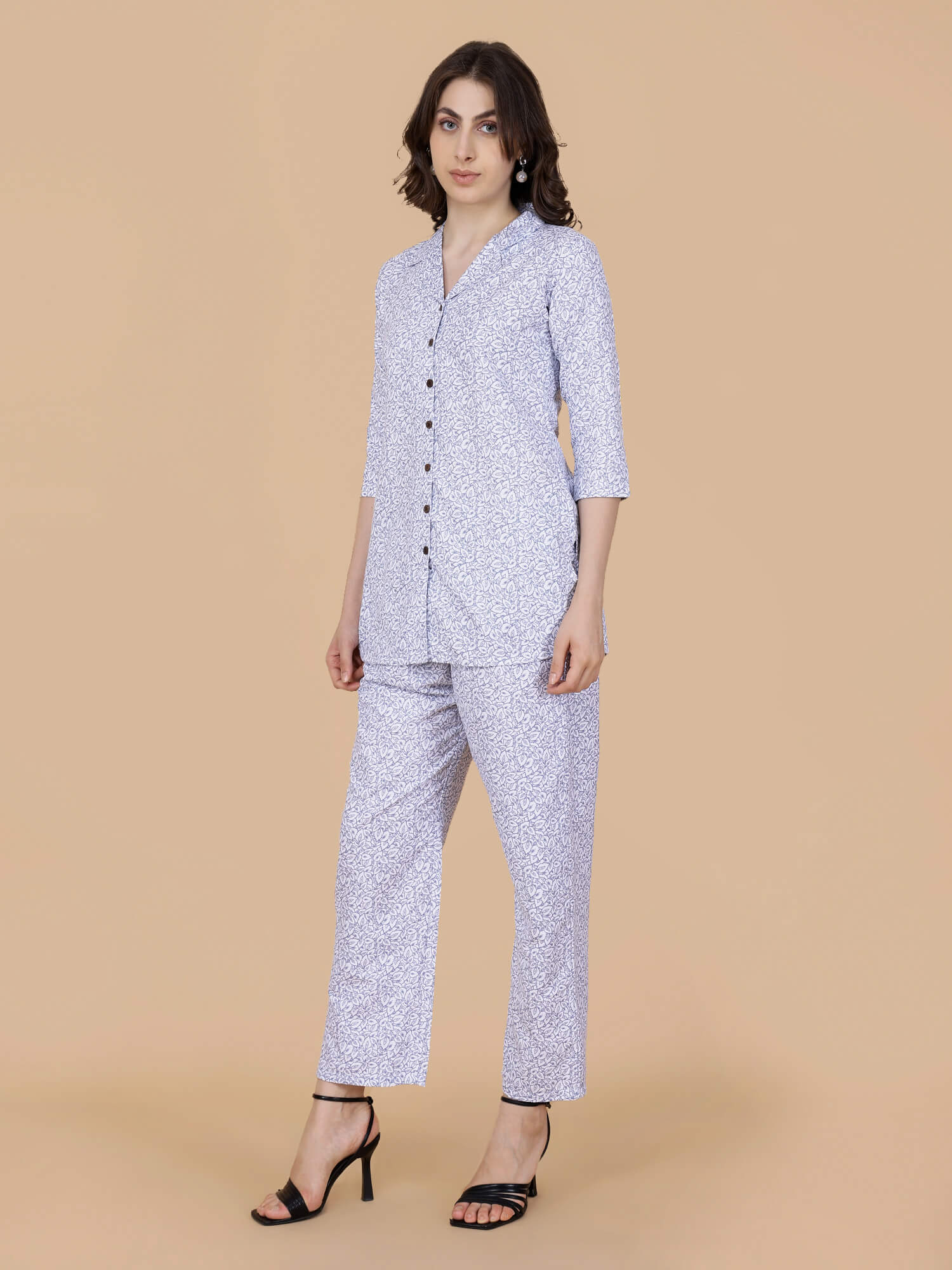Flatlay of Rabric premium cotton loungewear set with floral print